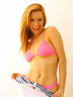 Adorable Ginger Redhead Alex Undresses And Struts Around In A Pink Bikini